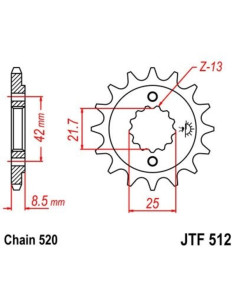 Pignon JT SPROCKETS acier anti-bruit 512 - 520 2