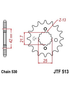 Pignon JT SPROCKETS acier anti-bruit 513 - 530 2
