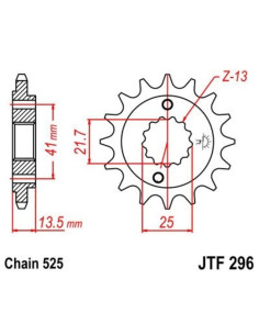 Pignon JT SPROCKETS acier anti-bruit 296 - 525 2