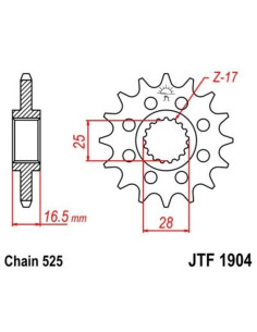 Pignon JT SPROCKETS acier anti-bruit 1904 - 525 2