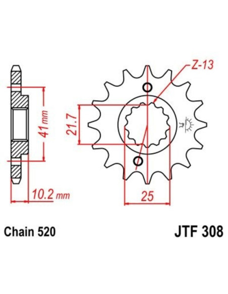 Pignon JT SPROCKETS acier anti-bruit 308 - 520