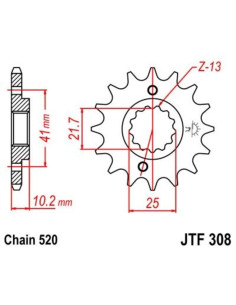Pignon JT SPROCKETS acier anti-bruit 308 - 520 2