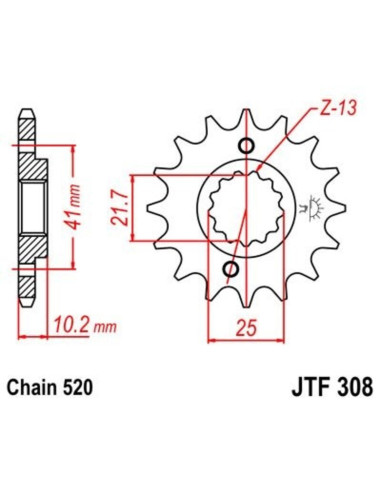 Pignon JT SPROCKETS acier anti-bruit 308 - 520