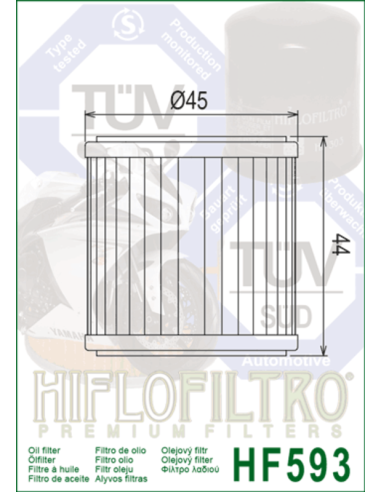 Filtre à huile HIFLOFILTRO - HF593