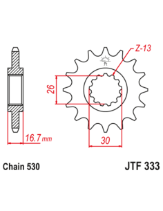 Pignon JT SPROCKETS acier anti-bruit 333 - 530
