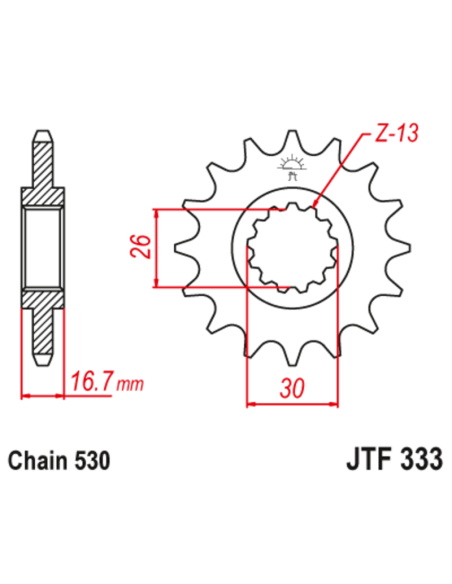 Pignon JT SPROCKETS acier anti-bruit 333 - 530