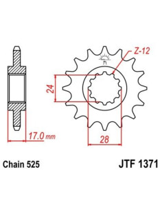 Pignon JT SPROCKETS acier anti-bruit 1371 - 525