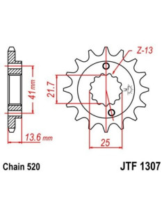 Pignon JT SPROCKETS acier anti-bruit 1307 - 520