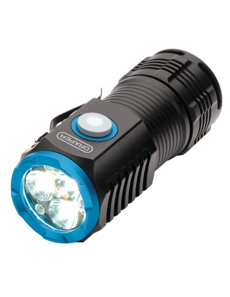 Lampe torche de poche LED rechargeable DRAPER - 3 x 8 W, 1 800 lumens