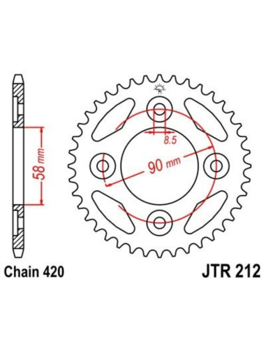 Couronne JT SPROCKETS acier standard 212 - 420