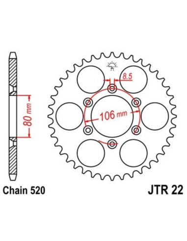 Couronne JT SPROCKETS acier standard 22 - 520