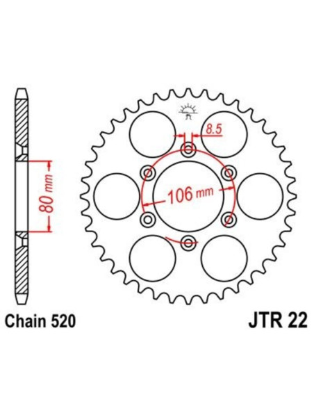 Couronne JT SPROCKETS acier standard 22 - 520