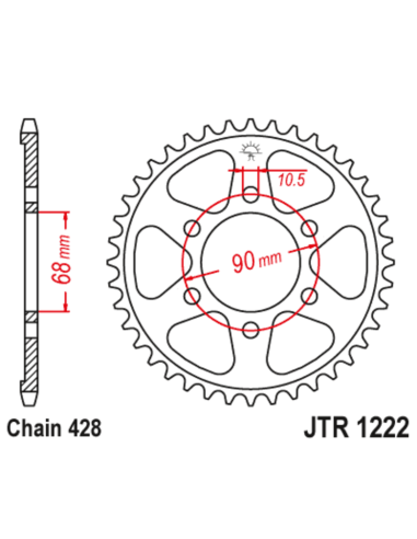 Couronne JT SPROCKETS acier standard 1222 - 428
