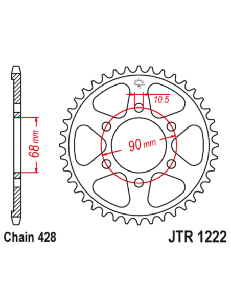 Couronne JT SPROCKETS acier standard 1222 - 428