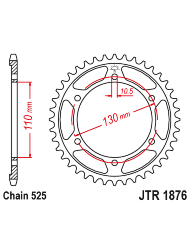 Couronne JT SPROCKETS acier standard 1876 - 525