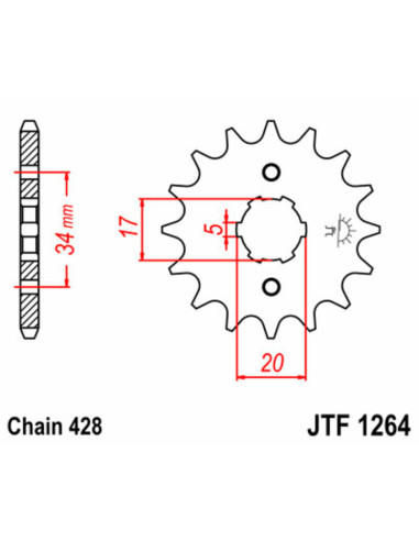 Kit chaîne JT/JT 428HDR 15/47 standard - couronne standard