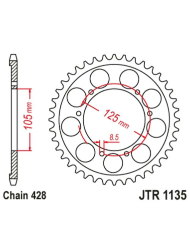Kit chaîne JT/JT 420HDS 13/62 standard - couronne standard