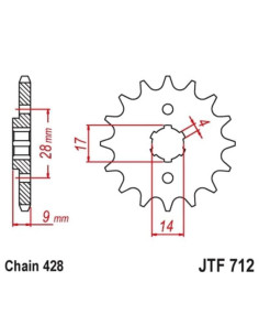 Kit chaîne JT/JT 420HDS 13/62 standard - couronne standard