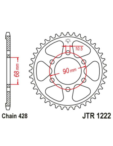 Kit chaîne JT/JT 428HDR 15/48 standard - couronne standard