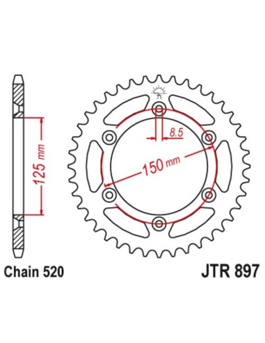JT SPROCKETS Steel Standard Rear Sprocket 897 - 519