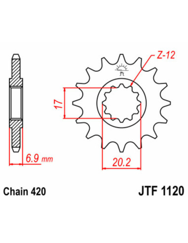 Kit chaîne JT 420HDR12/47/122 standard - couronne standard