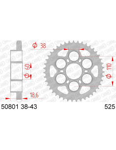AFAM COURONNE ACIER au pas de 525 pour DUCATI AFA50801