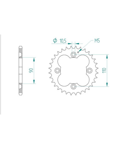Kit chaine AFAM acier ADLY 300 THUNDERBIKE pas 520 2004 à 2005