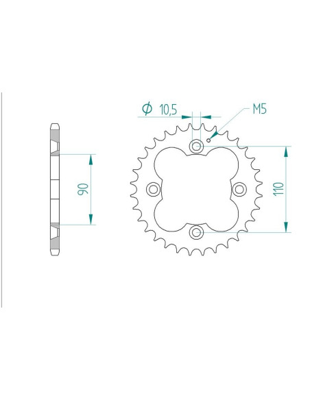 Kit chaine AFAM acier ADLY 300 THUNDERBIKE pas 520 2004 à 2005