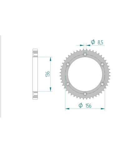 Kit chaine AFAM acier AJP 125 PR3 ENDURO pas 428 2004 à 2005