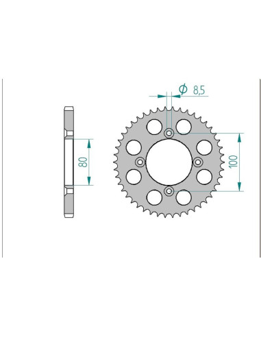 Kit chaine AFAM acier AJP 125 PR3 SM pas 428 2008 à 2011