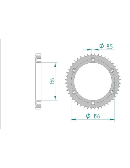 Kit chaine AFAM ACIER AJP 125 PR4 ENDURO pas 428 2004 à 2011