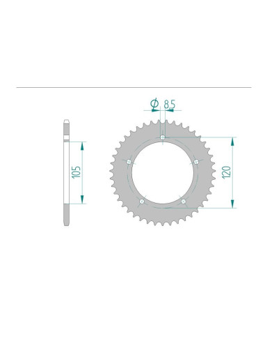 Kit chaine AFAM acier APRILIA RX 50 pas 415 1995 à 1998