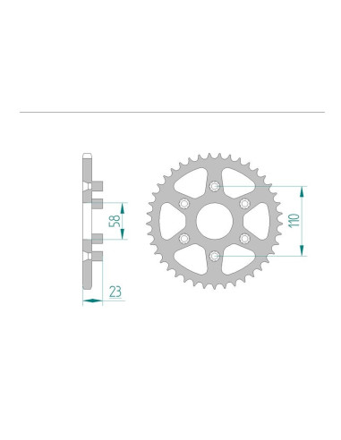 Kit chaine AFAM acier APRILIA RED ROSE 125 pas 520 1989 à 1995