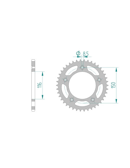 Kit chaine AFAM acier APRILIA RS 250 pas 520 1995 à 2003
