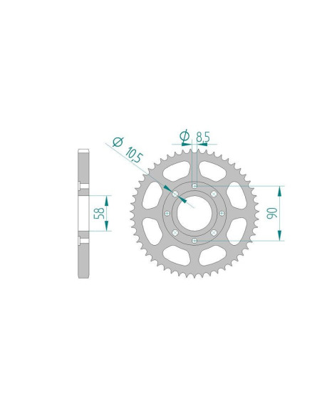 Kit chaine AFAM acier KYMCO 125 125 CK1 2014 à 2017 couronne