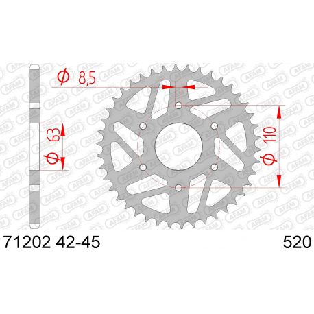 AFAM COURONNE ACIER au pas de 520 pour KTM AFA71202