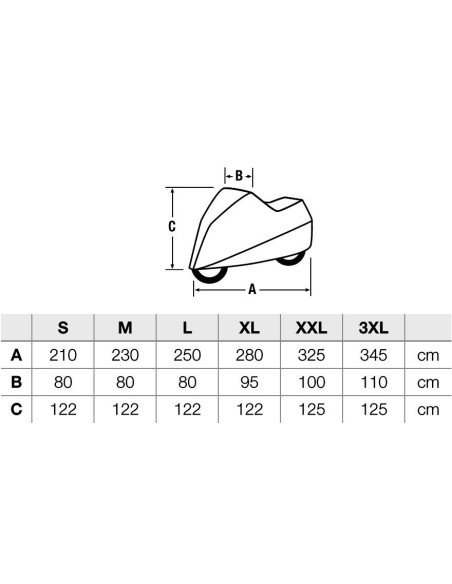 Housse pour moto HELD Professional étanche dimensions