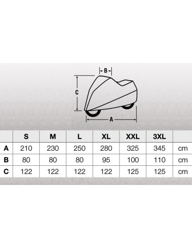 Housse pour moto HELD Advanced étanche dimensions