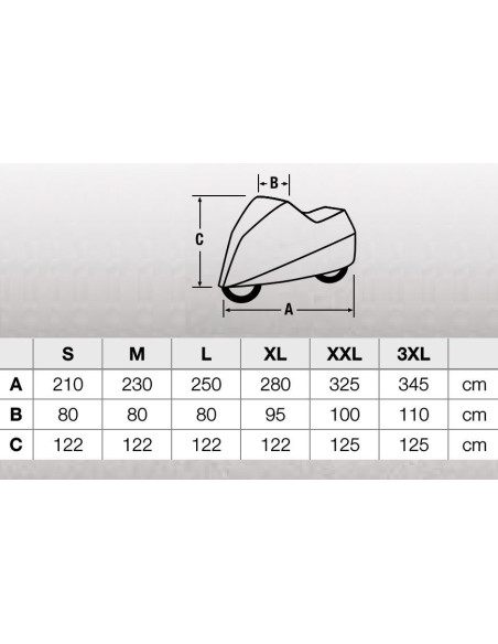 Housse pour moto HELD Advanced étanche dimensions