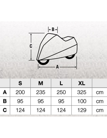 Housse pour moto HELD Basic étanche dimensions