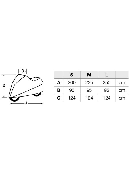Housse pour moto HELD Light déperlante dimensions