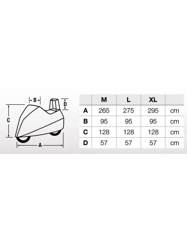 Housse pour moto HELD Cruiser Evo étanche dimensions