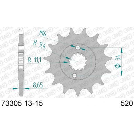 Pignon AFAM pour moto au pas de 520 KTM 390 DUKE RC