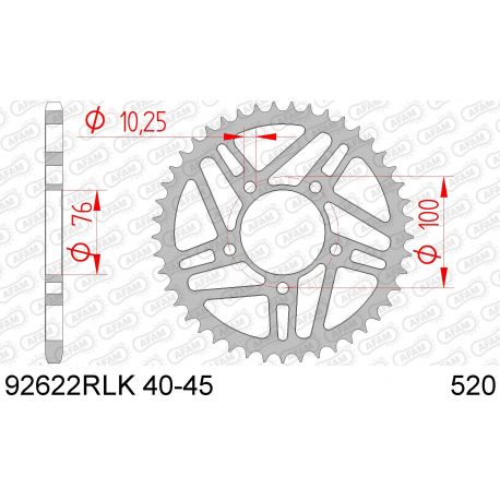 AFAM COURONNE ACIER RLK au pas de 520