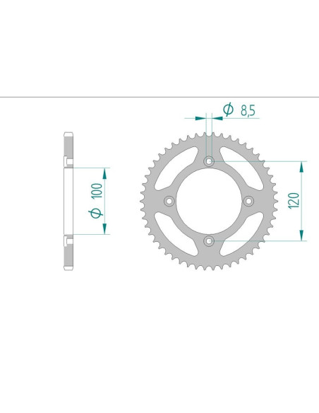 Kit chaine AFAM acier BETA 50 RR SM 4 FIXATIONS pas 420 2012 à 2013