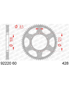 AFAM COURONNE ACIER au pas de 428 pour APRILIA AFA92220