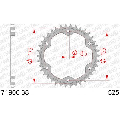 AFAM COURONNE ACIER au pas de 525 pour KTM 1290 R Superduke R 2014 2018