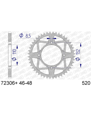 Kit chaine AFAM alu KTM 250 FREERIDE 2014 2017 couronne antiboue