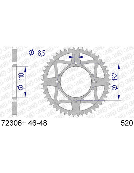 Kit chaine AFAM alu KTM 250 FREERIDE 2014 2017 couronne antiboue
