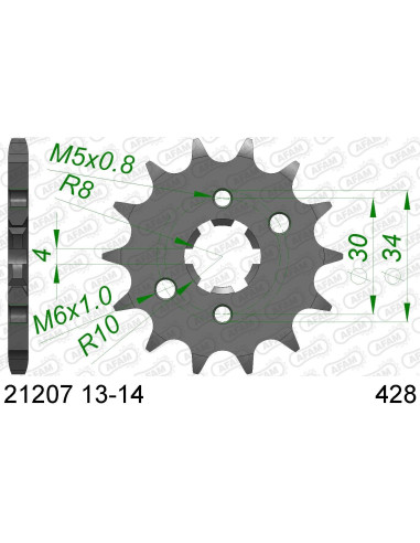 Kit chaine AFAM acier BETA 125 125 RR/RE 2013 à 2016 pignon
